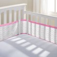 thumbnail image 1 of BreathableBaby Breathable Mesh Liner for Full-Size Cribs, Classic 3mm Mesh, Pink Chevron (Size 4FS Covers 3 or 4 Sides), 1 of 5