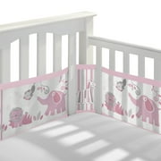 BreathableBaby Breathable Mesh Liner for Full-Size Cribs, Classic 3mm Mesh, Safari Fun Pink Size 4FS Covers 3 or 4 Sides