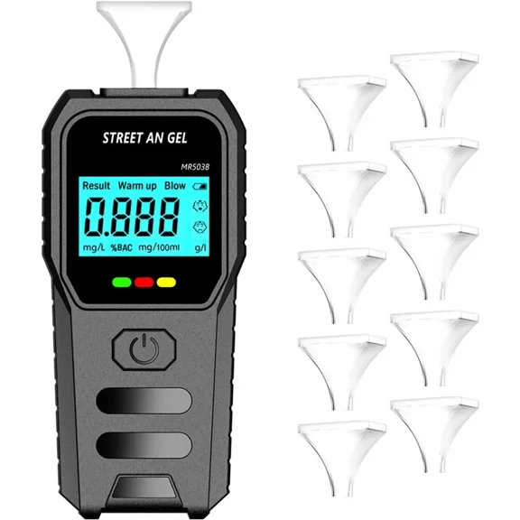 Breathalyzer, Professional 10-Nozzle High Accuracy Breathalyzer with Voice Feedback & LCD Display - Digital Alcohol Tester for Home Use