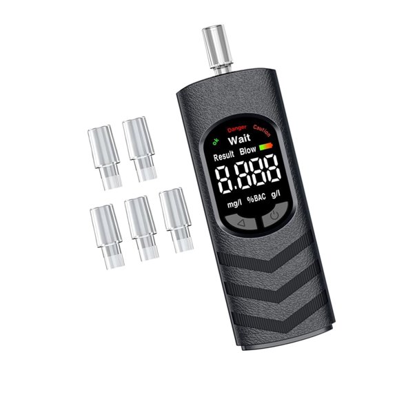 Breathalyzer with 5 Mouthpieces for Driver Routine Checks, Compact Handheld Reader with Digital Display for Commutes, Travel, and Social Plans