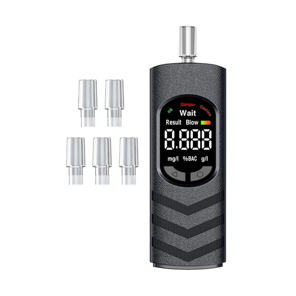 Breathalyzer with 5 Mouthpieces for Driver Routine Checks, Compact Handheld Reader with Digital Display for Commutes, Travel, and Social Plans