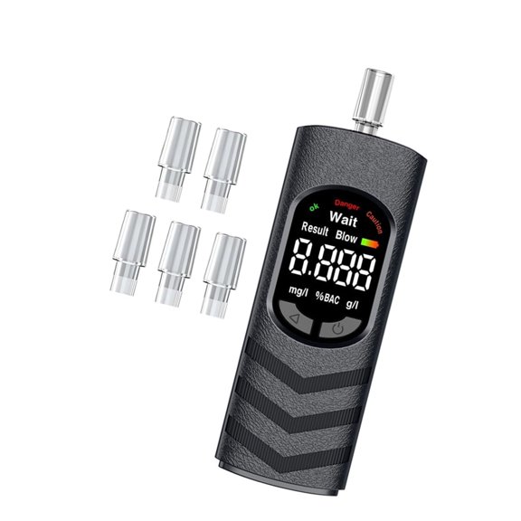 Breathalyzer with 5 Mouthpieces for Driver Routine Checks, Compact Handheld Reader with Digital Display for Commutes, Travel, and Social Plans