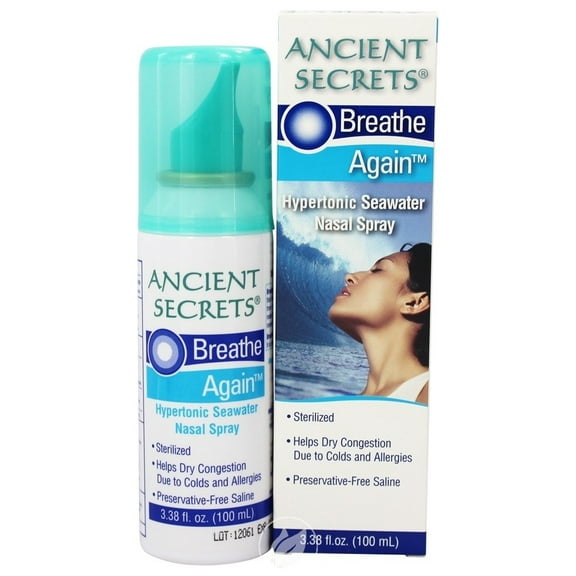 Breathe Again Nasal Spray 3.38 oz by Ancient Secrets, Pack of 2