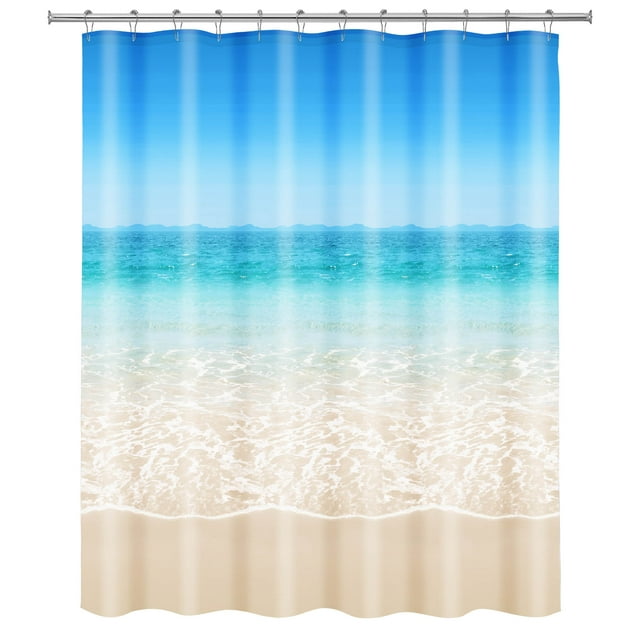 Breathe Beach Photo Real Print Polyester Fabric Shower Curtain, Multi