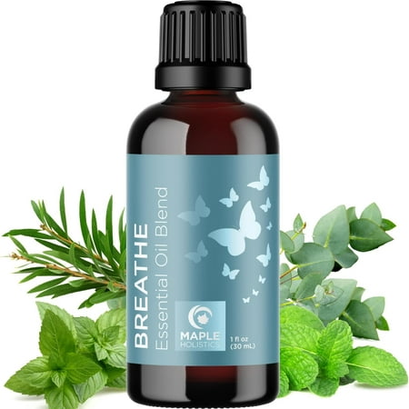 Breathe Easy Mint & Eucalyptus Essential Oil Blend - Calming Sleep Essential Oil for Diffuser - Maple Holistics Peppermint & Tea Tree Essential Oils for Home Aromatherapy