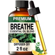 Breathe Essential Oil Blend 2 Fl Oz - Eucalyptus, Peppermint, Lemon, Tea Tree & Bay Laurel Oil for Diffuser, Humidifier & Relaxation - Clarifying Aromatherapy For Restless Nights