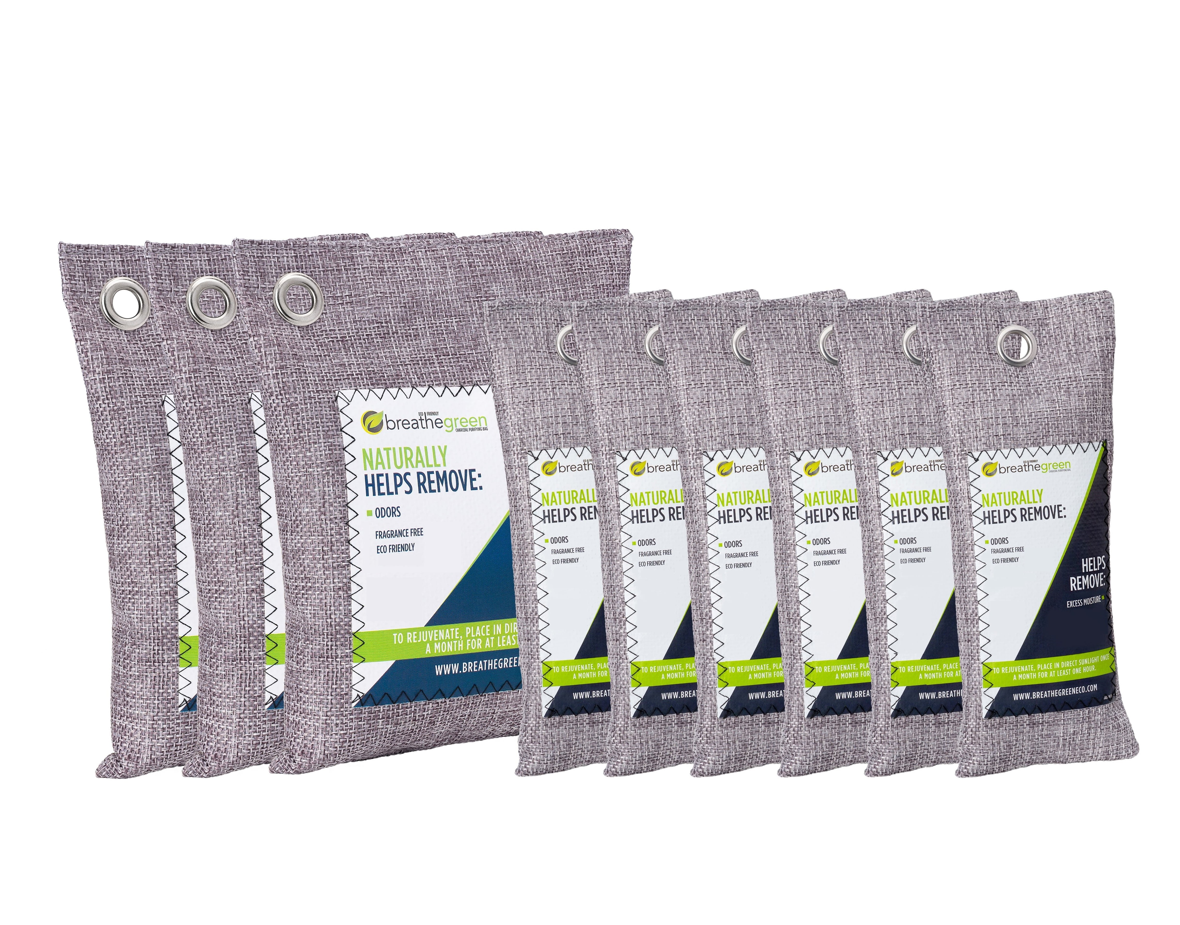 Breathe Green Bamboo Charcoal Bags Odor Absorber 9 Pack