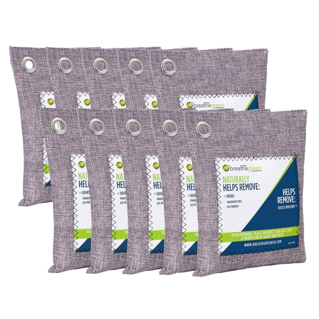 Breathe Green Charcoal Odor Eliminator Bags (10Pack) Activated