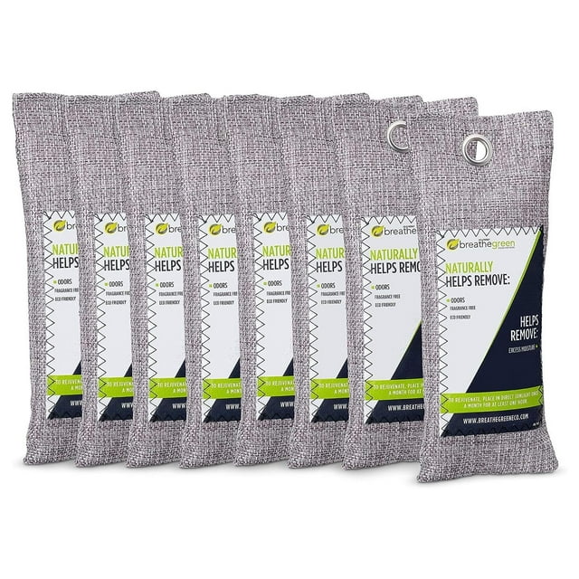 Breathe Green Charcoal Shoe Odor Bags (8Pack) Activated Bamboo