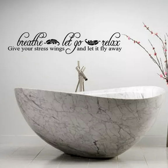Breathe Let Go Relax Lettering Bath Words Bathroom Vinyl Decor Decal Wall Kids