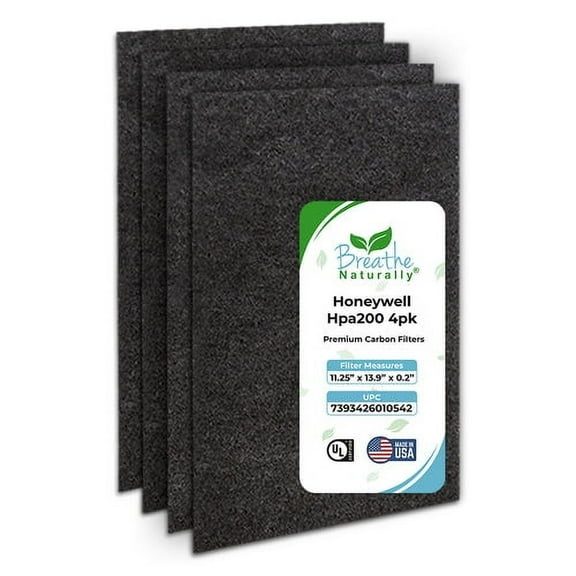 Breathe Naturally HPA200 Replacement Carbon Prefilter 4pk for Honeywell HPA200 Series Air Purifiers