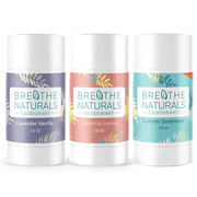 Breathe Naturals Chick Pit Pack - 24 Hour Freshness - Aluminum Free & Vegan - For Sensitive Skin, Men, Women & Kids - 2.6 oz Stick, 3-Pack