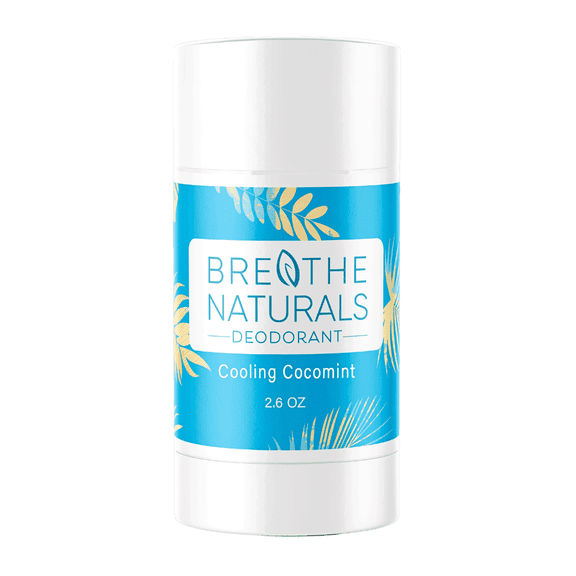 Breathe Naturals Deodorant - 24 Hour Freshness - Aluminum Free & Vegan - For Sensitive Skin, Men, Women & Kids - 2.6 oz Stick - Made in the USA - (Cooling CocoMint)
