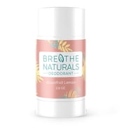 Breathe Naturals Grapefruit Lemon, Aluminum-Free Deodorant, 24-Hour Odor Protection for Men & Women, Vegan & Sensitive Skin, 2.6 oz Stick, Made in USA