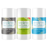 Breathe Naturals Dude Pit Pack, Aluminum-Free Deodorant, 24-Hour Odor Protection for Men & Women, Vegan & Sensitive Skin, 2.6 oz Stick, 3-Pack