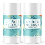 Breathe Naturals Summer Seabreeze, Aluminum-Free Deodorant, 24-Hour Odor Protection for Men & Women, Vegan & Sensitive Skin, 2 Pack, 2.6 oz Stick
