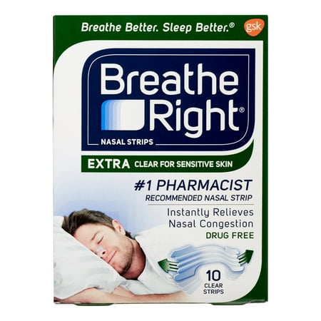 Breathe Right Allergy Nasal Strips, Clear Color, Drug Free, 10 Strips