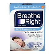 Breathe Right Clear Nasal Strips, Clear, Small/Medium, 30 Ct 2 Pack Bundle
