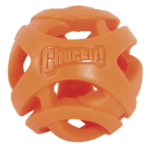 Breathe Right Dog Fetch Ball Treat Dispensing Hollow Orange Rubber Choose Size (Medium - 2.5")