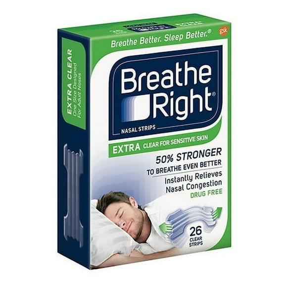 Breathe Right Extra Clear Nasal Strips For Sensitive Skin - 26 Ea, 2 Pack