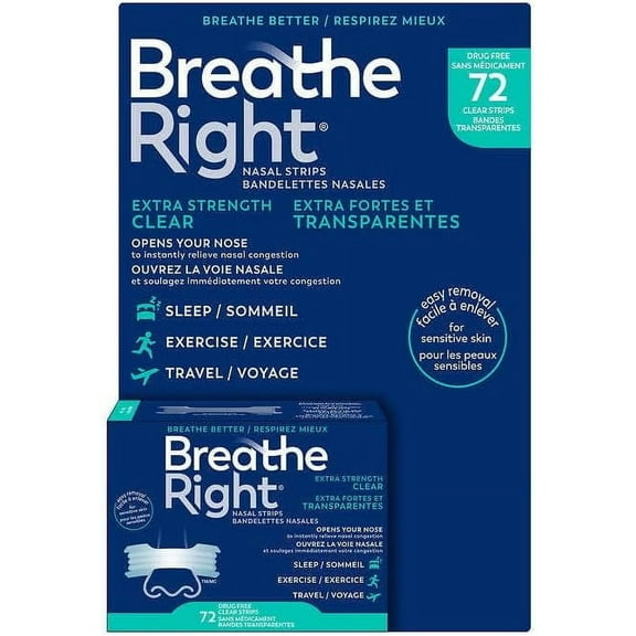 Breathe Right Extra Strength Clear Nasal Strips - 72 Strips [Healthcare]