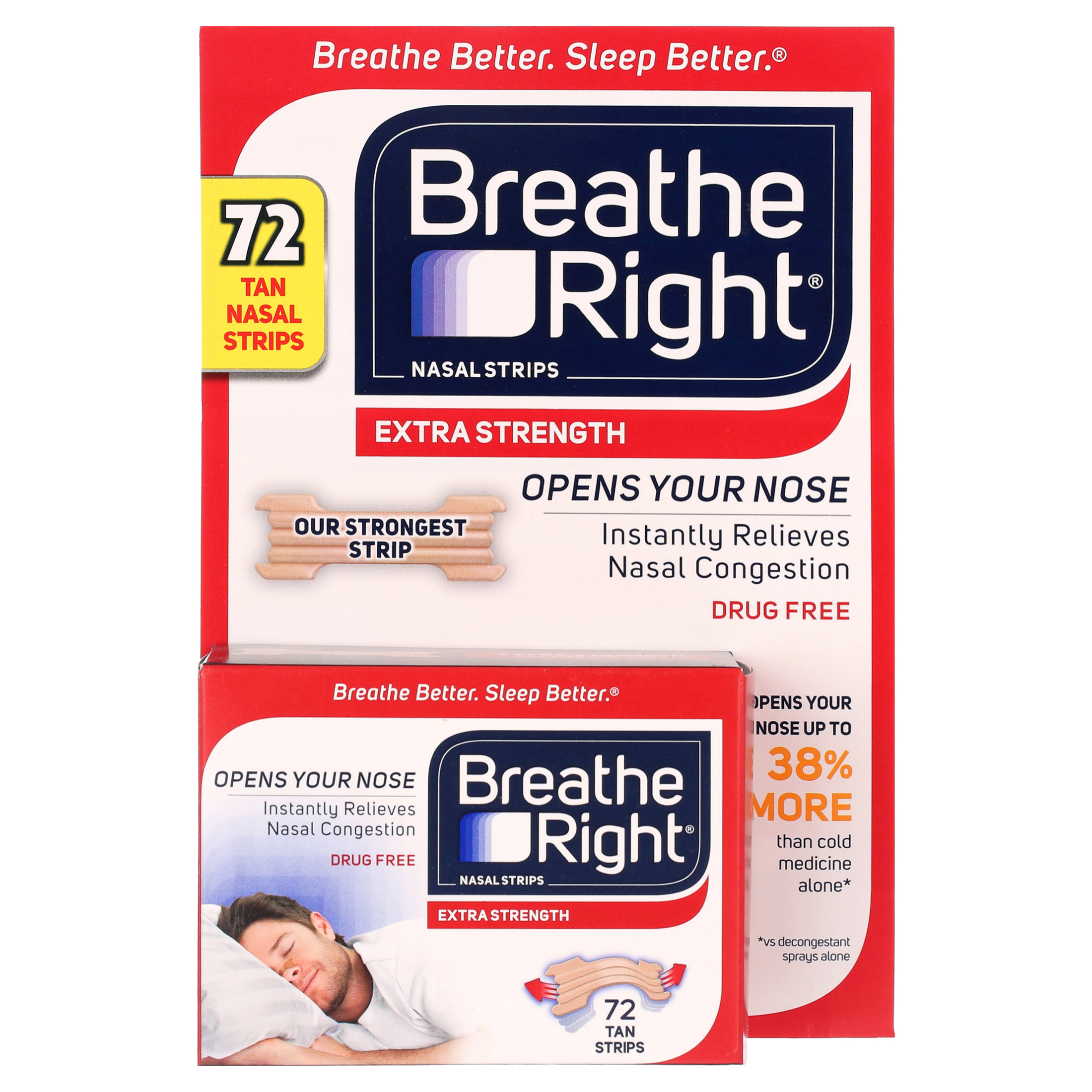 Breathe Right Extra Strength Nasal Strips 72 Strips HSA FSA Eligible 