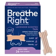 Breathe Right Nasal Strips, Tan Nasal Strips, Extra Strength, Calming Lavender Scent, 26 Count