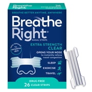 Breathe Right Nasal Strips, Clear Nasal Strips, Extra Strength, For Sensitive Skin, 26 Count