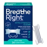 Breathe Right Nasal Strips, Clear Nasal Strips, Extra Strength, For Sensitive Skin, 26 Count