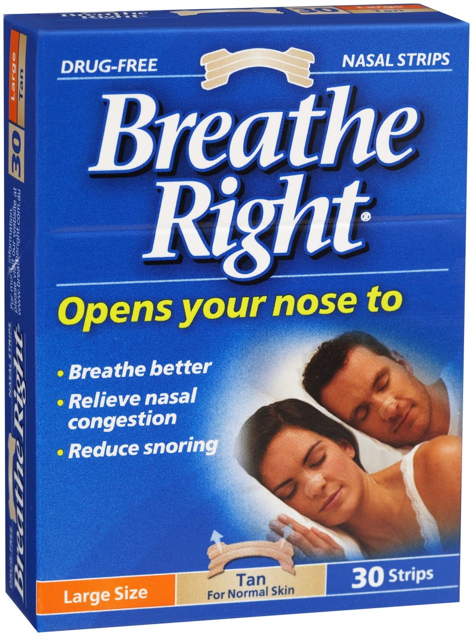 Breathe Right Large Tan Nasal Strips, 30 Count