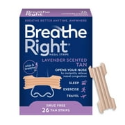 Breathe Right Nasal Strips, Calming Lavender Scent, Extra Strength Tan Nasal Strips, Help Stop Snoring, Drug-Free Snoring Solution & Nasal Congestion Relief Caused By Colds & Allergies, 26 Ct.