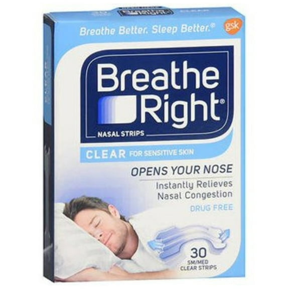 Breathe Right Nasal Strips Clear Small/Medium 30 Each (Pack of 4)