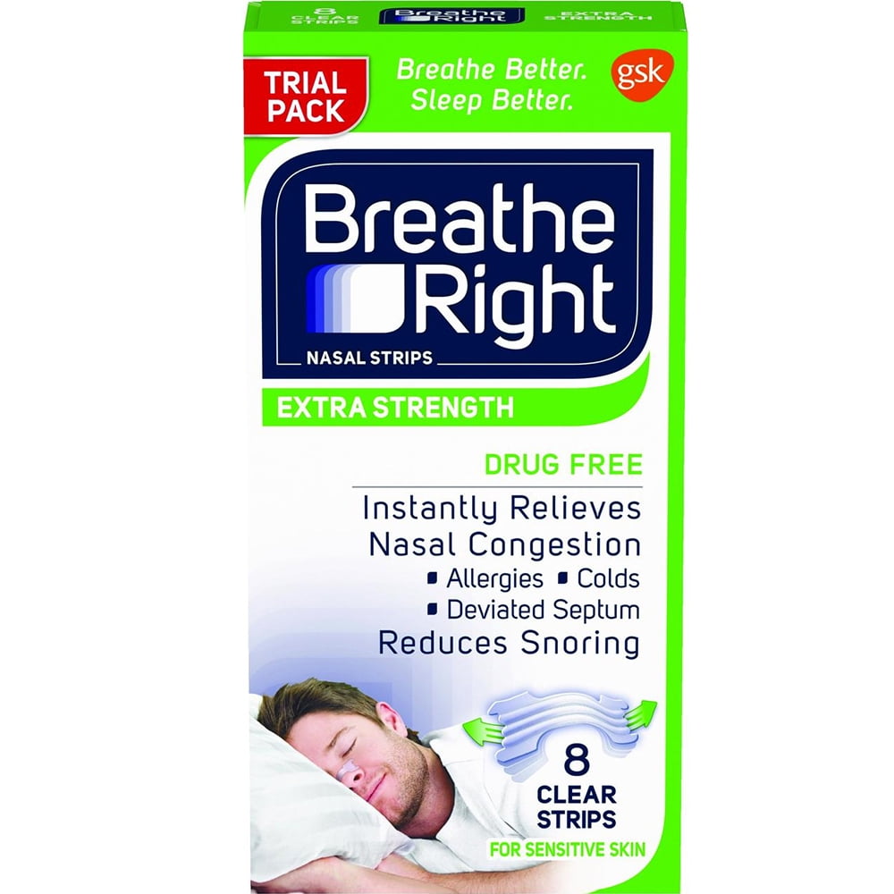 Breathe Right Nasal Strips Extra Strength Clear for Sensitive Skin - 8 ct