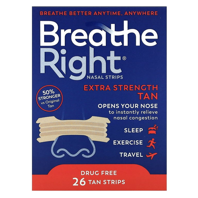 Breathe Right Nasal Strips, Extra Strength, Clear Nasal Strips, For  Sensitive Skin, Help Stop Snoring, Drug-Free Snoring Solution & Nasal  Congestion