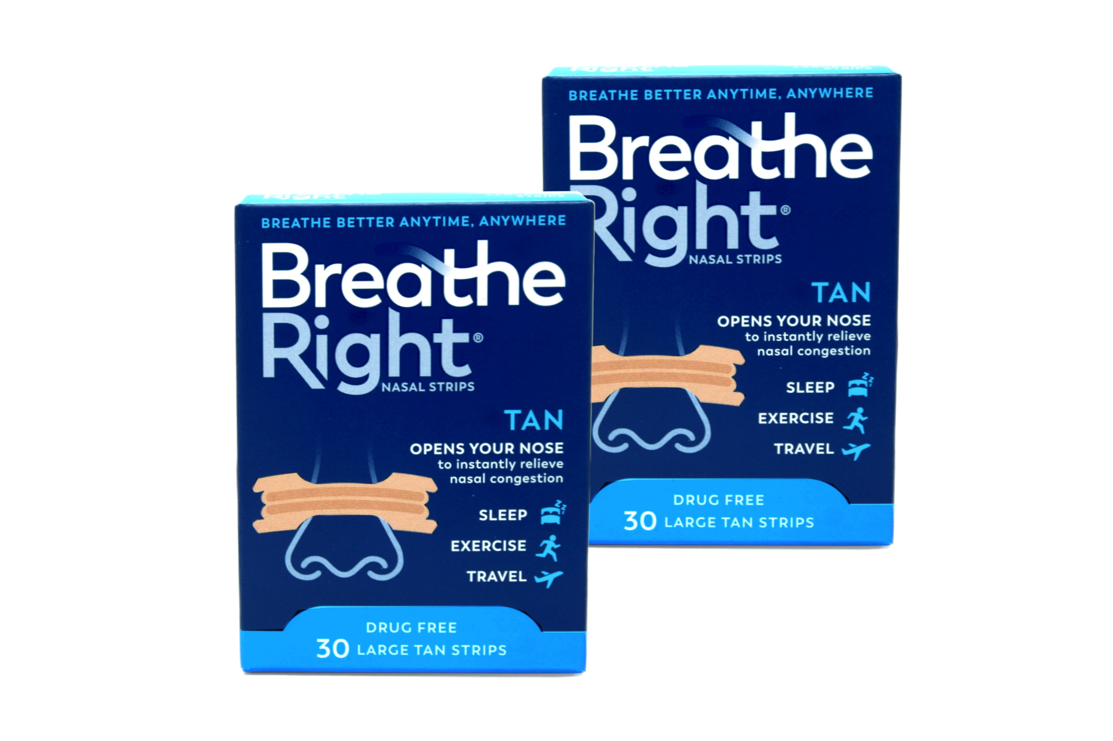 Breathe Right Nasal Strips, Large, Tan, 30 Ea, 2 Pack