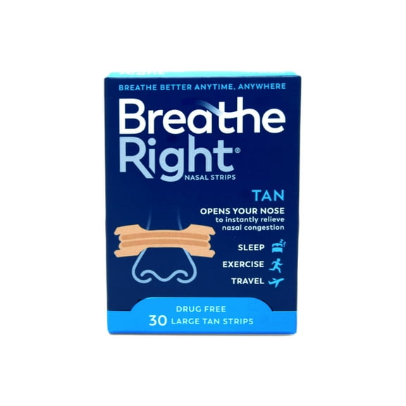 Breathe Right Nasal Strips, Large, Tan, 30 Ea..