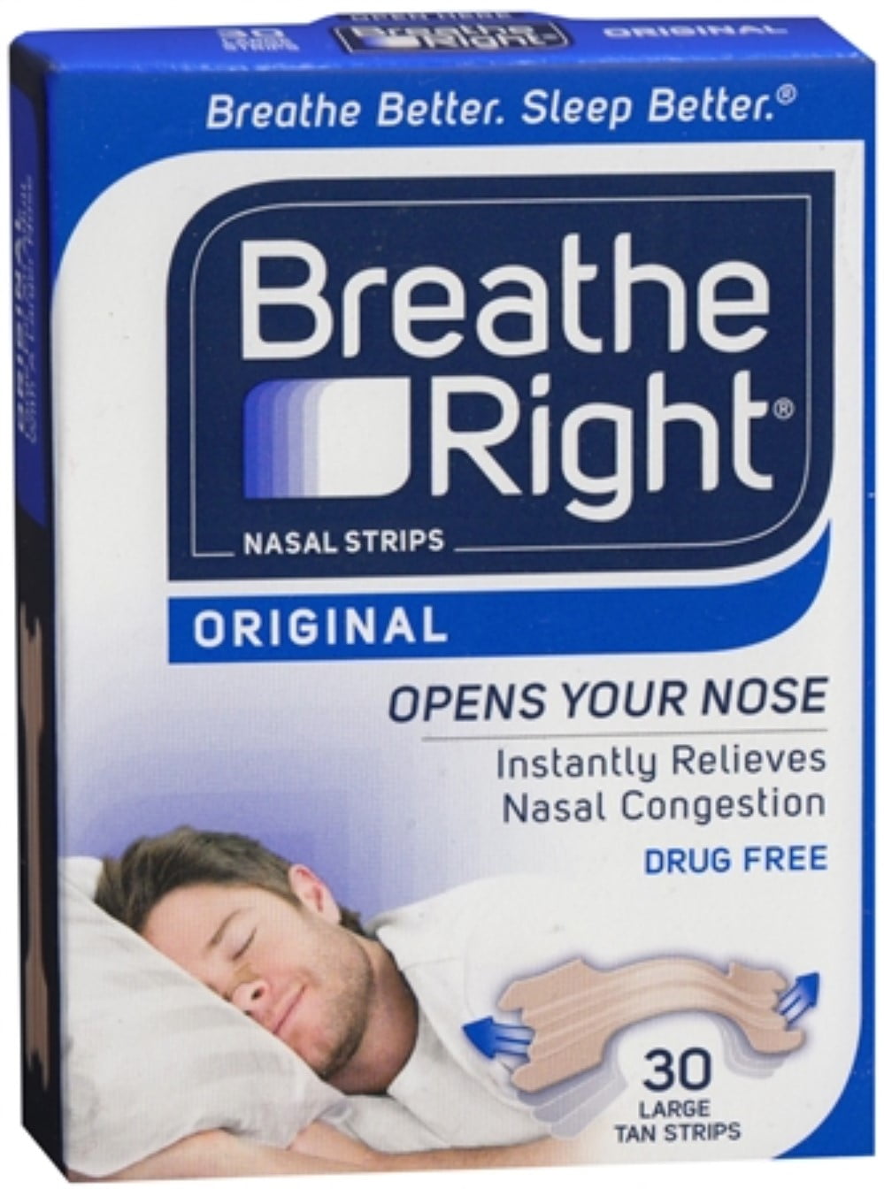 Breathe Right Nasal Strips Original Tan Large 30 Each (Pack of 6)
