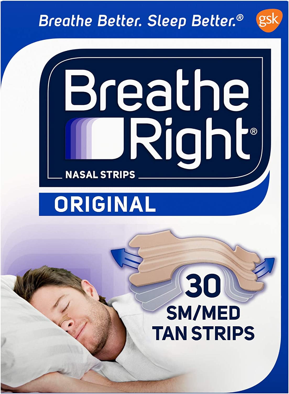 Breathe Right Nasal Strips Original Tan Small/Medium 30 ea (Pack of 2)