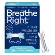 Breathe Right Nasal Strips, Clear for Sensitive Skin, Sleeping Disorder Relief, 30 Count