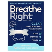 Breathe Right Original Nasal Strips, Clear, Small/ Medium, For Sensitive Skin, 30 Count