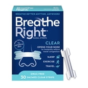 Breathe Right Original Nasal Strips, Clear, Small/ Medium, For Sensitive Skin, 30 Count