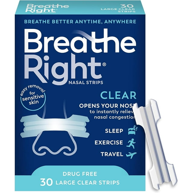 Breathe Right Original Nasal Strips, Clear Nasal Strips, Small/ Medium