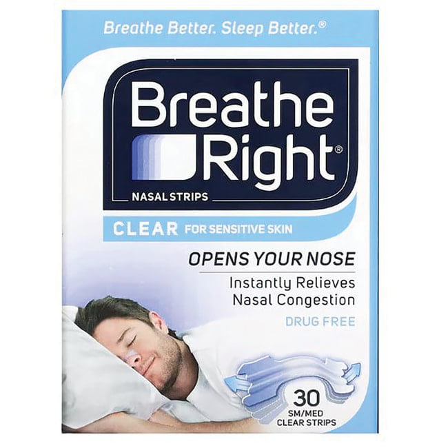 Breathe Right Original Nasal Strips, Clear Nasal Strips, Small/ Medium, For  Sensitive Skin, Help Stop Snoring, Drug-Free Snoring Solution & Nasal