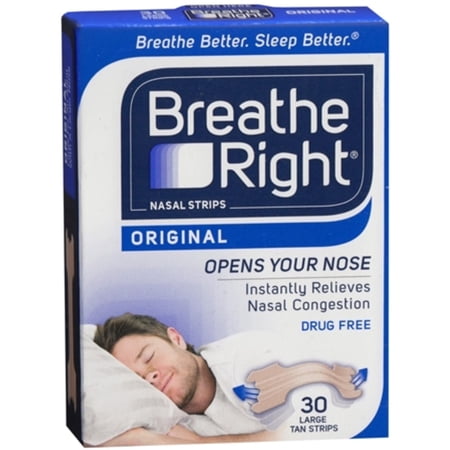 2 Pack - Breathe Right Nasal Strips Original Tan Large 30 Each