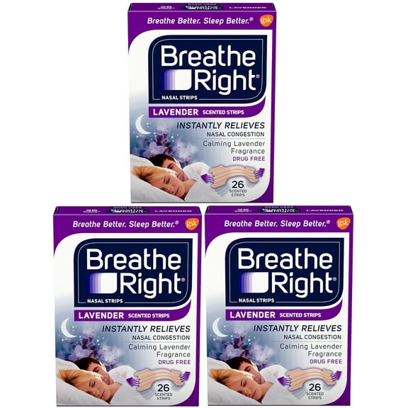 Breathe Right Scented Nasal Strips, Lavender 26 ea (Pack of 3)