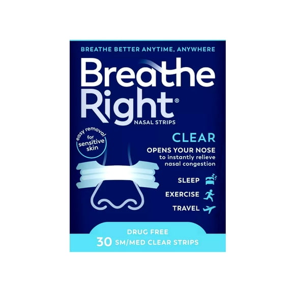 Breathe Right Size Small/Medium 30-Count Nasal Strips in Clear