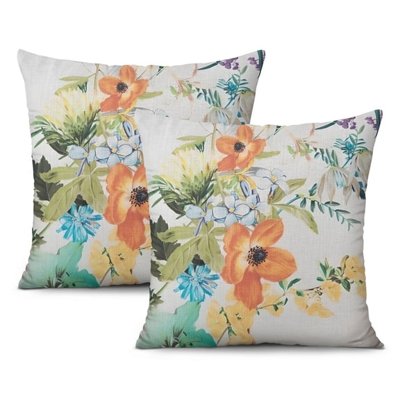Breathe Spring Indoors: 16x16inch Cream Wildflower Throw Pillow Covers - Farmhouse Decor Cushions Ideal for Couch, Sofa & Outdoor Decorations, Set of 2