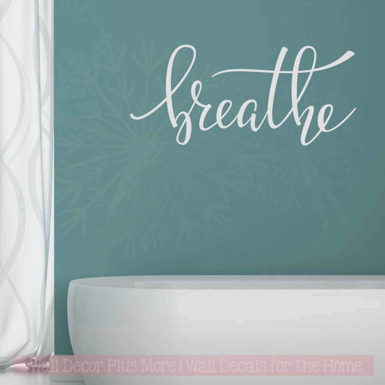 Breathe Wall Art Bathroom Decals Decor Quote Spa Cursive Lettering