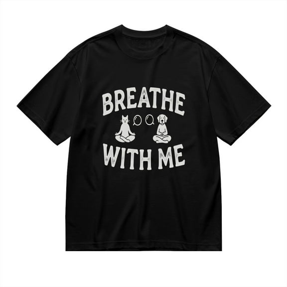Breathe With Me, Cat And Dog Print 2, Vintage T Shirt, Cotton T-Shirt for Men, 23483361,XL