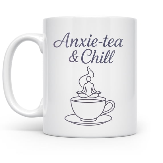 Breathe and Chill 11 oz Coffee Mug - Pastel for Mindful Self-Care Lovers White Ceramic Gift